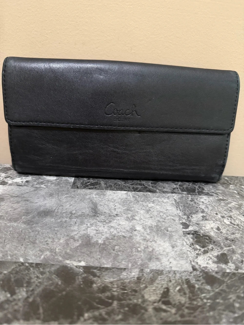 Black Leather Turn-Lock Wallet